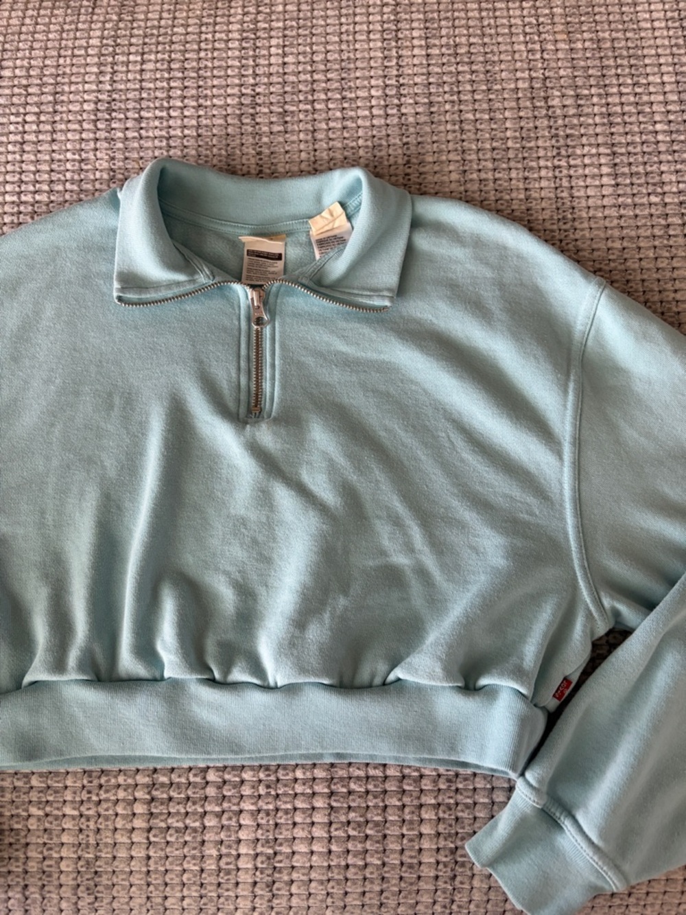 Levi's Light Blue Half-Zip Cropped Sweatshirt